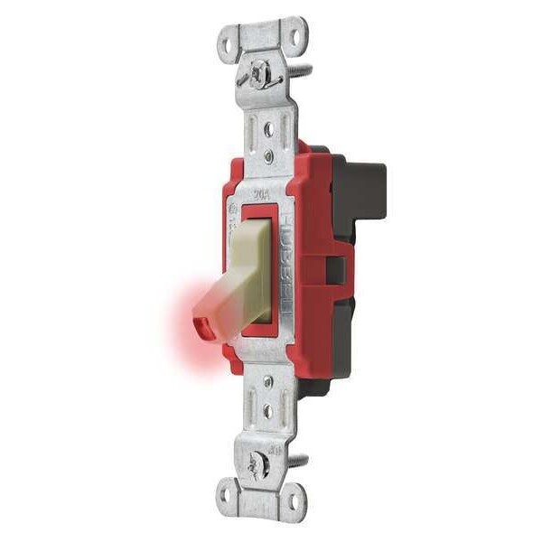 Pilot Lit Wall Swtch, 1-Pole, 120/277V, 20A