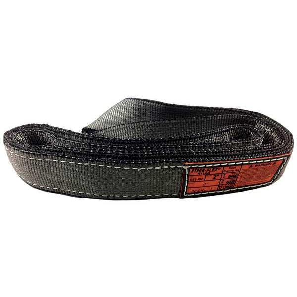 Synthetic Web Sling, Twisted Eye and Eye, 10 ft L, 1 in W, Reinforced Edge Nylon, Gray