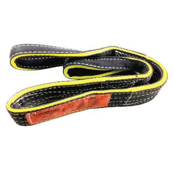 Synthetic Web Sling, Reverse Eye, 16 ft L, 6 in W, Nylon, Black
