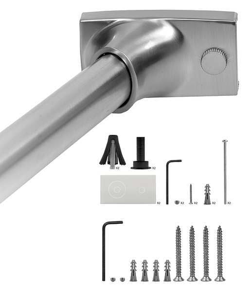 Curved Shower Rod, Satin, 60In, 6 Proj, PK6