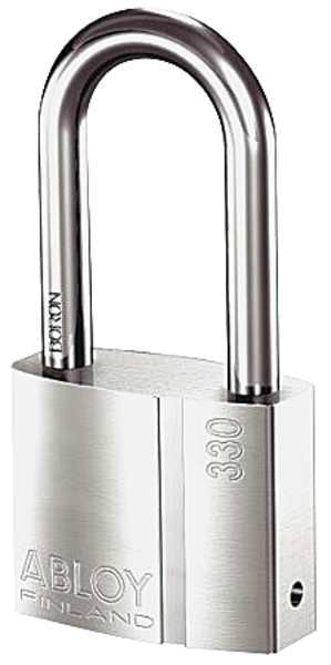 Padlock, Keyed Alike, Long Shackle, Rectangular Brass Body, Boron Shackle, 1 in W
