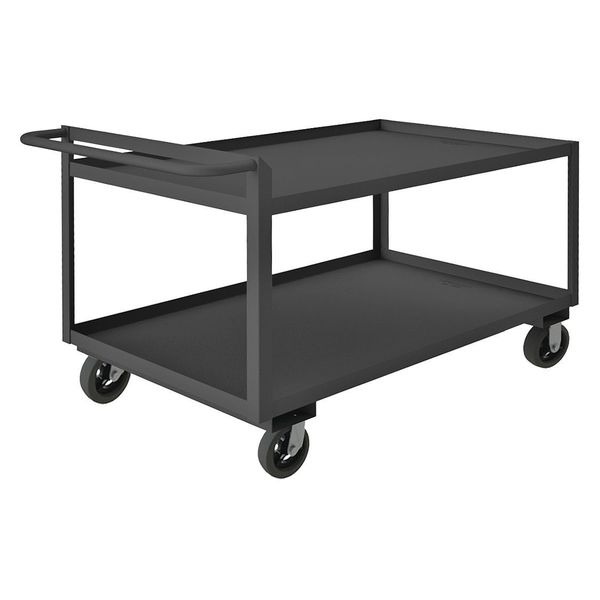Steel Utility Cart with Lipped Metal Shelves, Flat, 2 Shelves, 2,000 lb