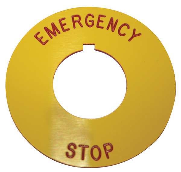 Cutler-Hammer Legend Plate, Emergency Stop, Red/Yellow