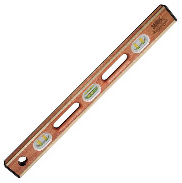 Box Level, Brass/Mahogany, 48 in L, 6 Vials