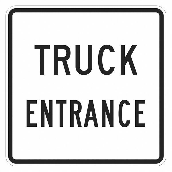 Truck Entrance Sign For Parking Lots, 18 in H, 18 in W, Aluminum, Square, English, T1-1935-EG_18x18