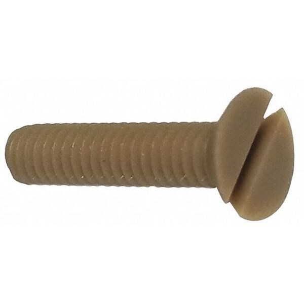 #10-32 x 1-1/4 in Slotted Flat Machine Screw, Plain PEEK, 10 PK