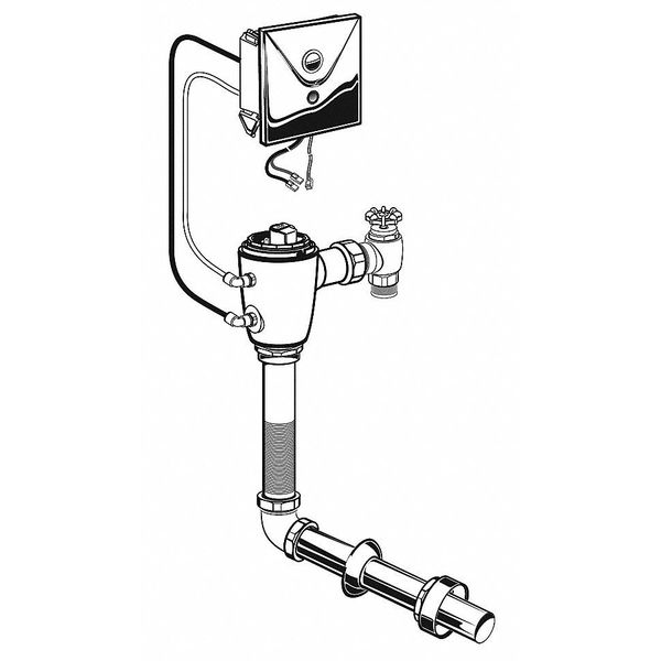 1.28 gpf, Toilet Automatic Flush Valve, Rough Brass, 1 in IPS