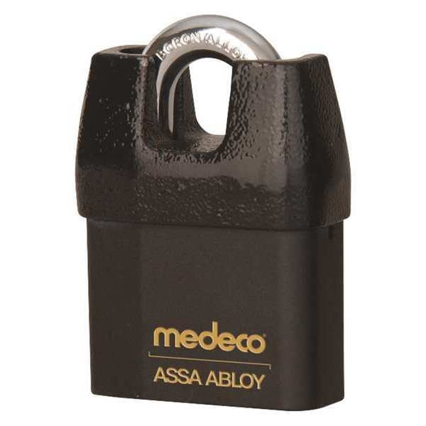 Padlock, Keyed Different, Partially Hidden Shackle, Square Brass Body, Boron Shackle, 7/16 in W