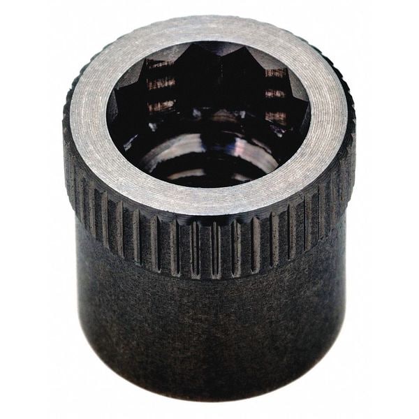 Nut Insert, #6-32 Thrd Sz, 15/64 in L, Steel, Black Oxide, 5 PK