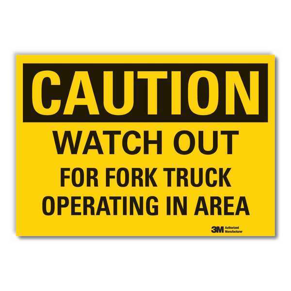 Lift Truck Traffic Caution Reflective Label, 7 in H, 10 in W, LCU3-0391-RD_10x7