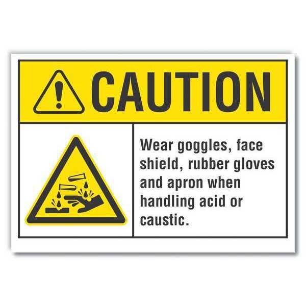 Caution Sign, Self-Adhesive Vinyl, 5 in. H