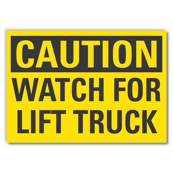 Lift Truck Traffic Caution Reflective Label, 7 in H, 10 in W, LCU3-0268-RD_10x7
