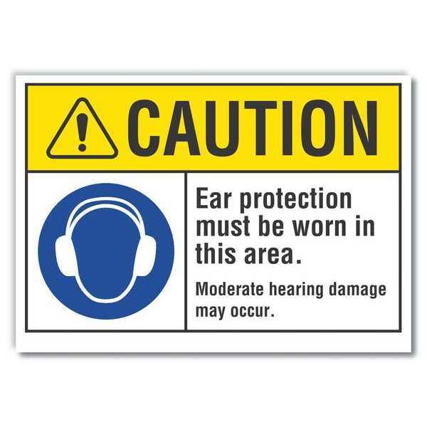 Caution Sign, Self-Adhesive Vinyl, 10 in H, LCU3-0057-RD_14x10