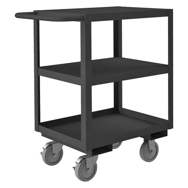 Steel Utility Cart with Lipped & Flush Metal Shelves, Flat, 3 Shelves, 1,200 lb