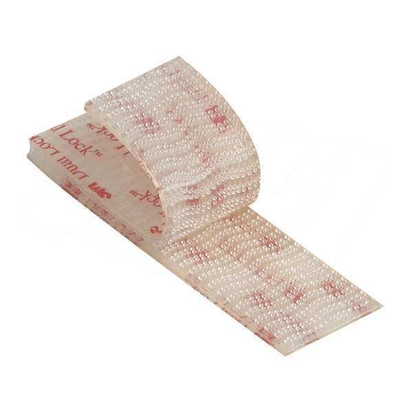 Reclosable Fastener, Rubber Adhesive, 5 yds, 1 in Wd, Clear, 5 PK