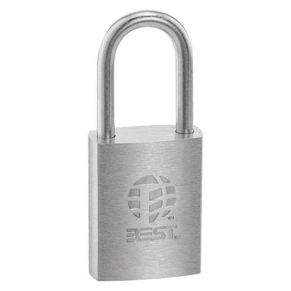 Keyed Padlock, Coreless, Long Shackle, Rectangular Brass Body, Stainless Steel Shackle, 7/8 in W