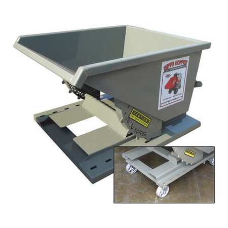 Hopper, w/PolyCasters, 1/2 yd., 2000lb., Grn