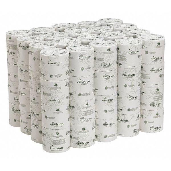 Envision Toilet Paper, 2 Ply, 550 Sheets/Roll, 3 1/2 x 4 in Sheets, Std Core, White, 80 Pack