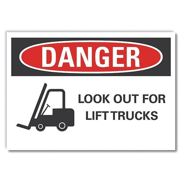 Lift Truck Traffic Danger Reflective Label, 3 1/2 in H, 5 in W, LCU4-0291-RD_5X3.5