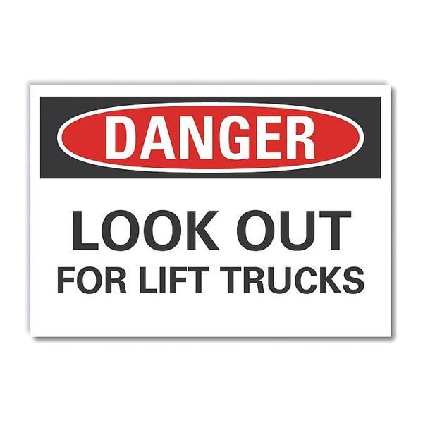 Lift Truck Traffic Danger Label, 3 1/2 in H, 5 in W, Polyester, Rectangle, LCU4-0476-ND_5X3.5
