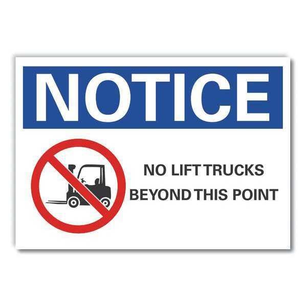 Lift Truck Traffic Notice Label, 7 in H, 10 in W, Polyester, Vertical Rectangle, LCU5-0050-ND_10X7