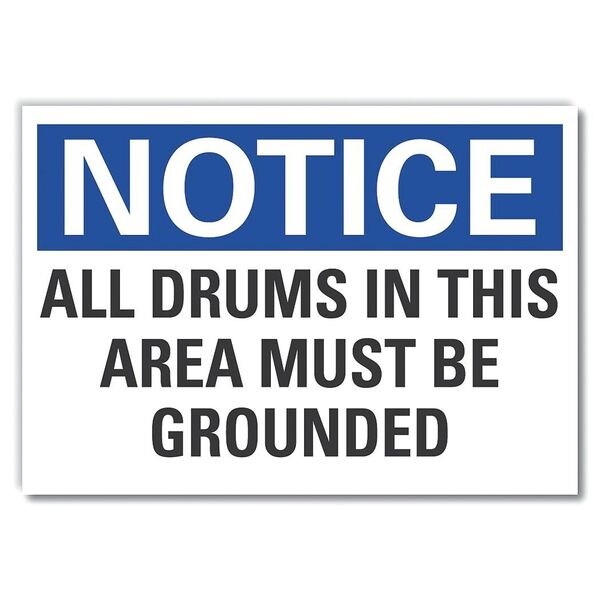 Electrical Ground Notice Label, 5 in Height, 7 in Width, Polyester, Horizontal Rectangle, English