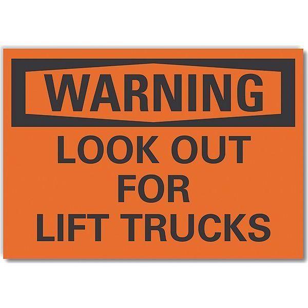Lift Truck Traffic Warning Reflective Label, 7 in H, 10 in W, LCU6-0102-RD_10X7