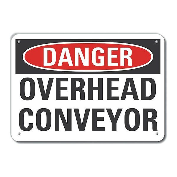 Plastic Conveyor Safety Danger Sign, 10 in Height, 14 in Width, Plastic, Horizontal Rectangle