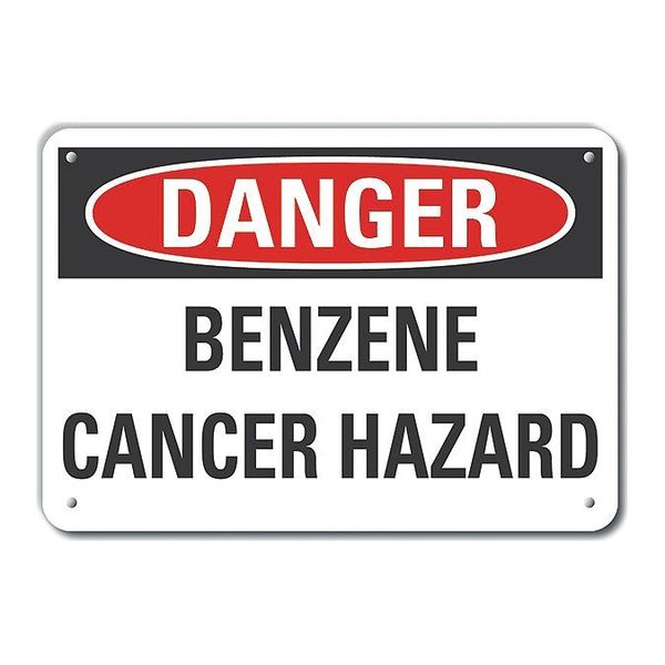 Plastic Benzene Danger Sign, 7 in H, 10 in W, Vertical Rectangle, LCU4-0442-NP_10X7