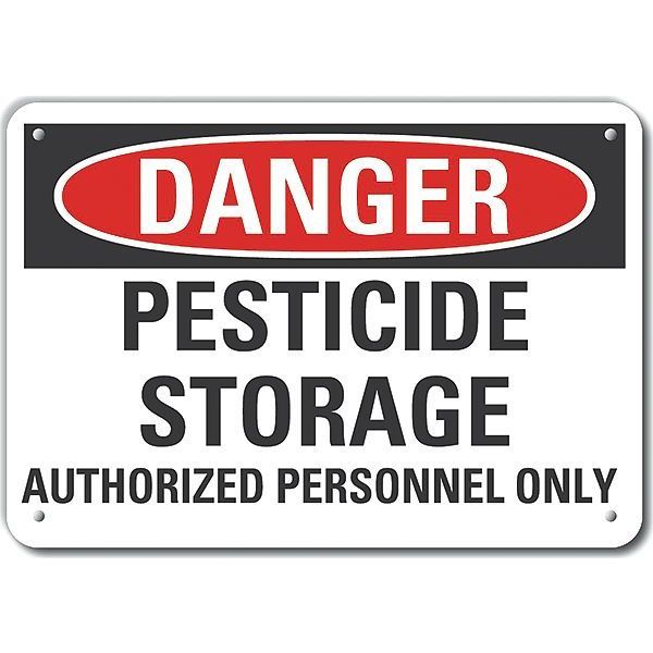 Plastic Pesticide Danger Sign, 10 in Height, 14 in Width, Plastic, Horizontal Rectangle, English