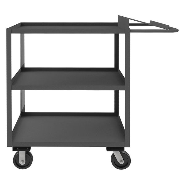 Steel Order-Picking Utility Cart with Lipped Metal Shelves, Flat, 3 Shelves, 3,000 lb