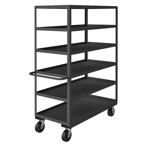 Steel Utility Cart with Lipped Metal Shelves, Flat, 6 Shelves, 3,000 lb