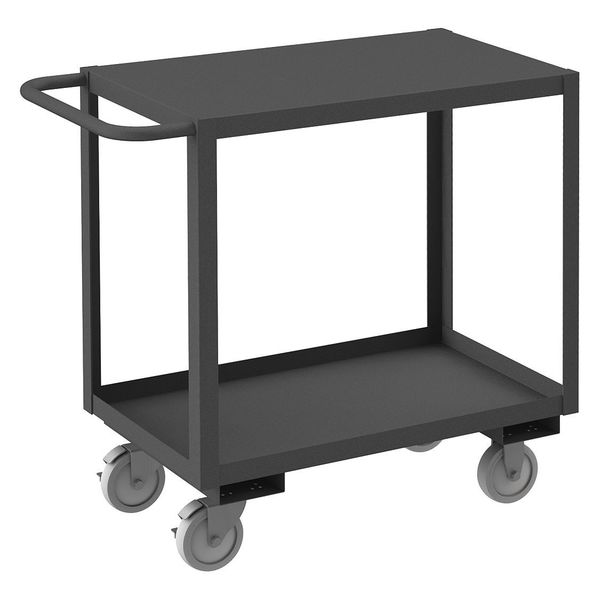 Steel Utility Cart with Lipped & Flush Metal Shelves, Flat, 2 Shelves, 1,200 lb