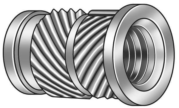 Ultrasonic Insert, #4-40, 15/64 in L, 0.218 in Insert Dia., 0.154 in Tapered End Dia., Brass