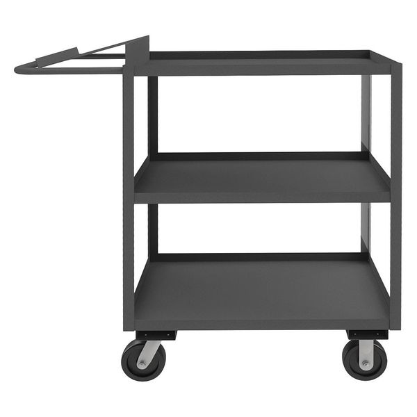 Steel Order-Picking Utility Cart with Lipped Metal Shelves, Flat, 3 Shelves, 3,000 lb