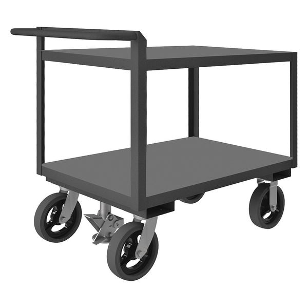 Steel Utility Cart with Flush Metal Shelves, Flat, 2 Shelves, 2,400 lb