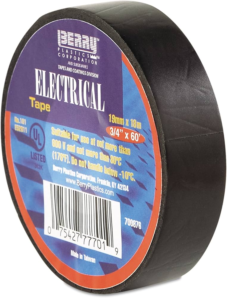 BERRY PLASTICS PRODUCTS, 777-1 3/4" X 60' Black Electrical Tape 1