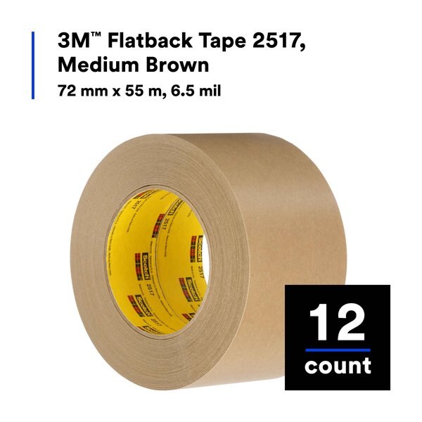 3Mâ¢ 2517 Flatback Tape, 6.5 Mil, 3