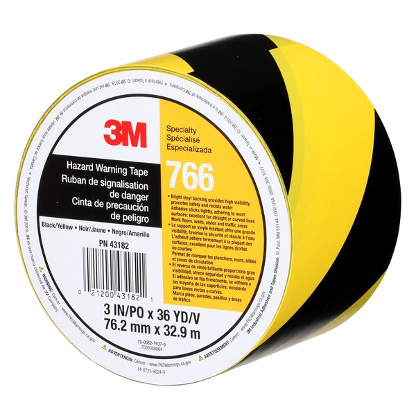 Striped Vinyl Tape, 5.0 Mil, 3