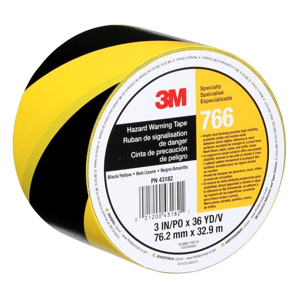 Striped Vinyl Tape, 5.0 Mil, 3