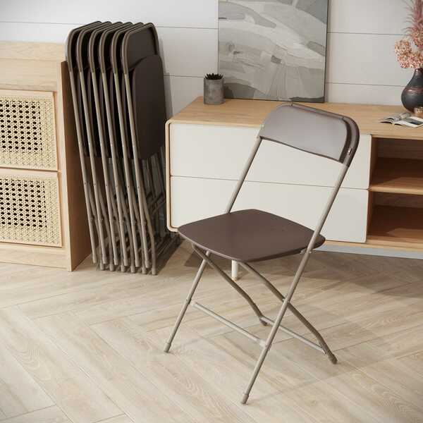 Hercules Series Plastic Folding Chair Brown - 10 Pack 650LB Weight Capacity Comfortable Event Chair-Lightweight Folding Chair