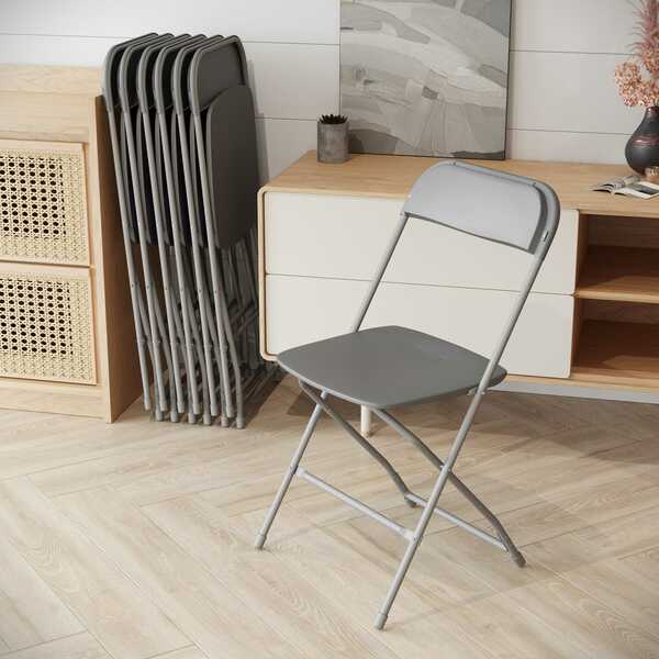 Hercules Series Plastic Folding Chair Grey - 10 Pack 650LB Weight Capacity Comfortable Event Chair-Lightweight Folding Chair