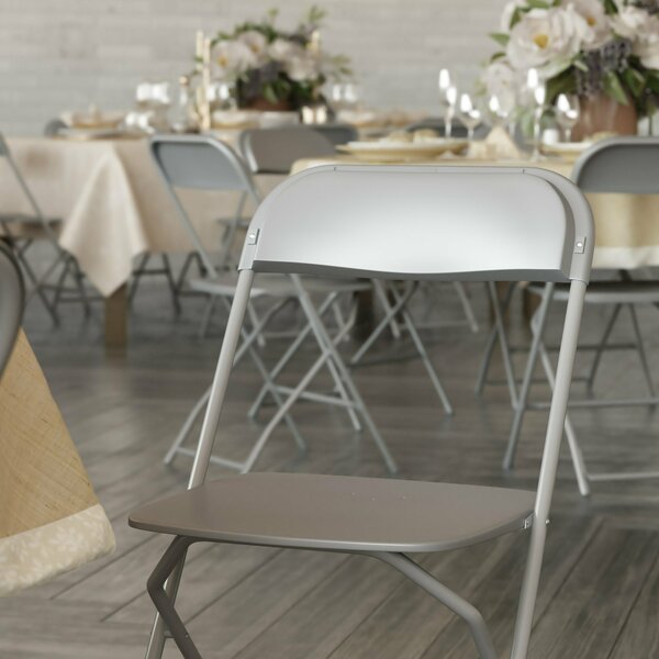 Hercules Series Plastic Folding Chair Grey - 10 Pack 650LB Weight Capacity Comfortable Event Chair-Lightweight Folding Chair