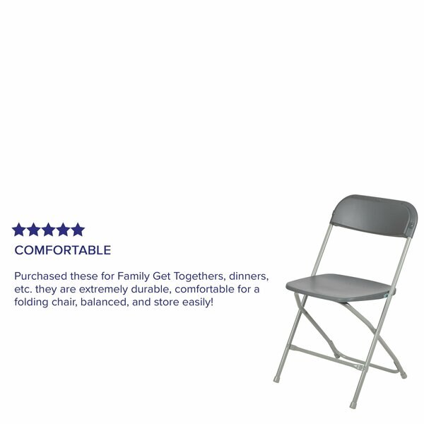 Hercules Series Plastic Folding Chair Grey - 10 Pack 650LB Weight Capacity Comfortable Event Chair-Lightweight Folding Chair