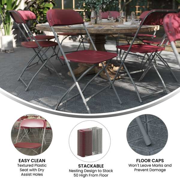 Hercules Series Plastic Folding Chair Red - 10 Pack 650LB Weight Capacity Comfortable Event Chair-Lightweight Folding Chair