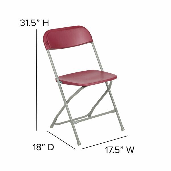 Hercules Series Plastic Folding Chair Red - 2 Pack 650LB Weight Capacity Comfortable Event Chair - Lightweight Folding Chair