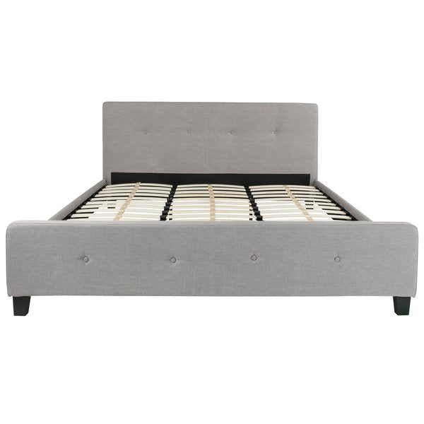 Platform Bed, Tribeca, King, Light Gray