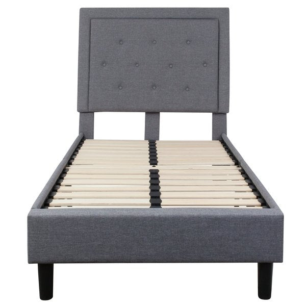 Roxbury Twin Platform Bed, Light Gray