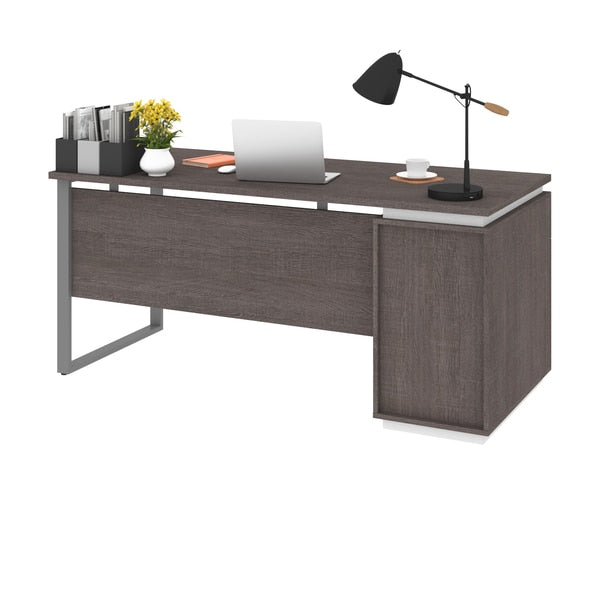 Aquarius Computer Desk, Bark Gray/White