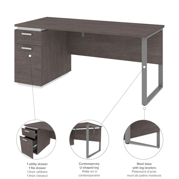 Aquarius Computer Desk, Bark Gray/White